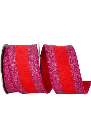 Shop For 2.5" Glitter Stripe Dupioni Ribbon: Red/Fuchsia (5 Yards)