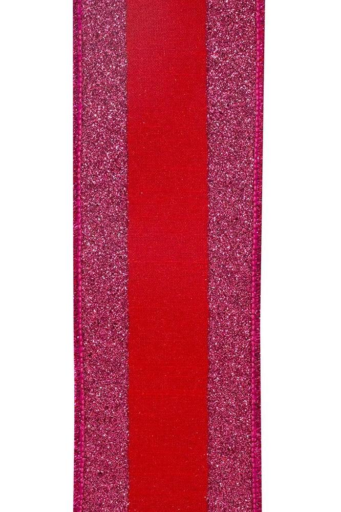 Shop For 2.5" Glitter Stripe Dupioni Ribbon: Red/Fuchsia (5 Yards)