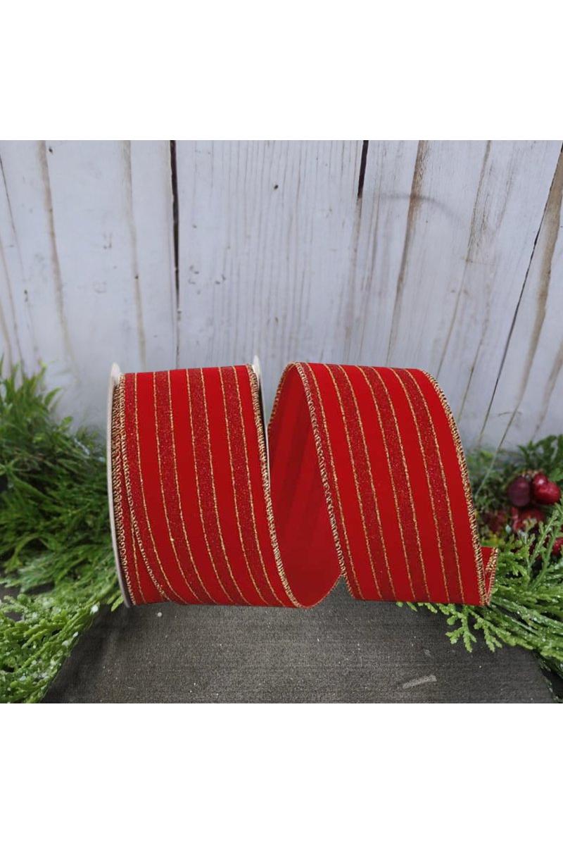 Shop For 2.5" Glitter Stripe Velvet Ribbon: Red/Gold (10 Yards)