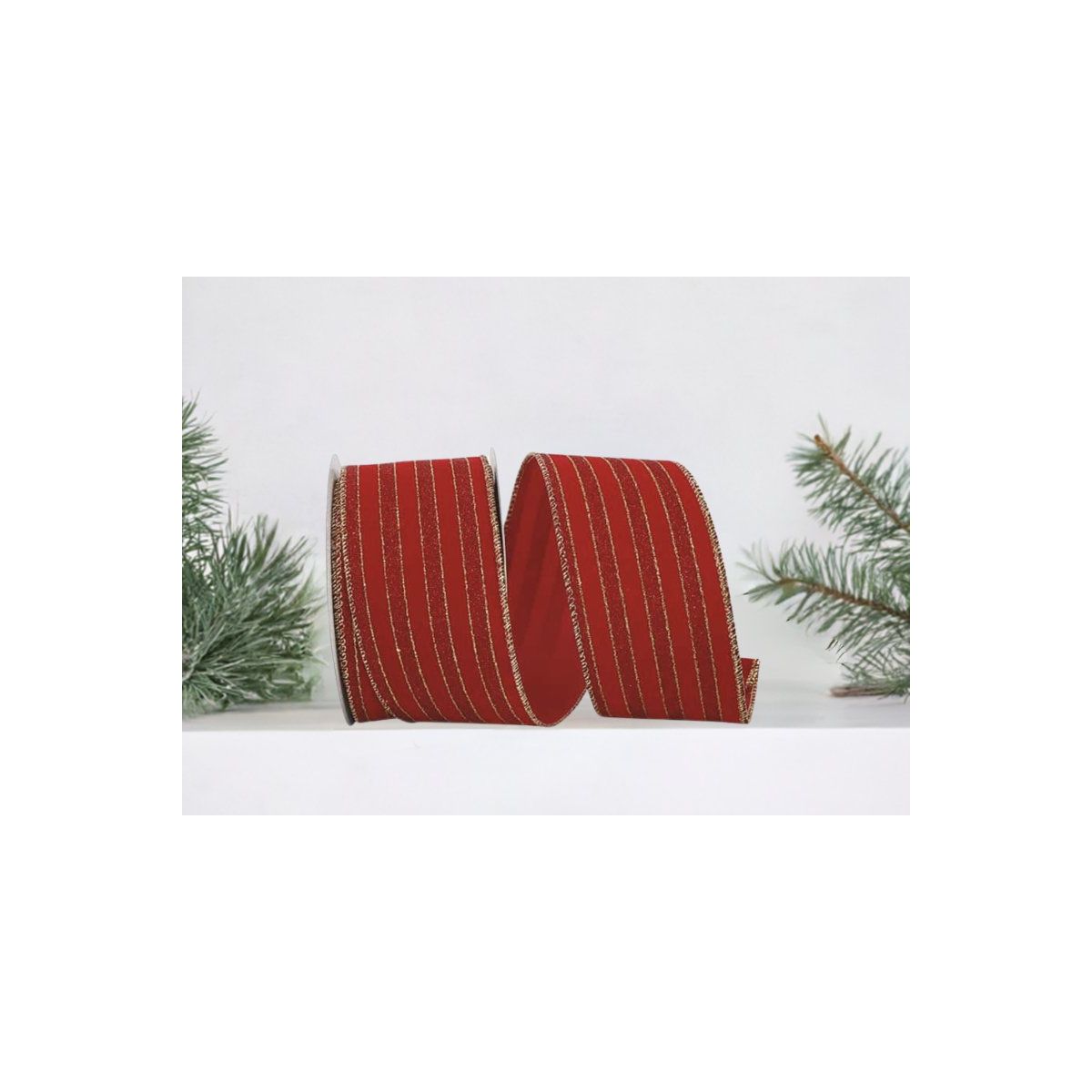 Shop For 2.5" Glitter Stripe Velvet Ribbon: Red/Gold (10 Yards)