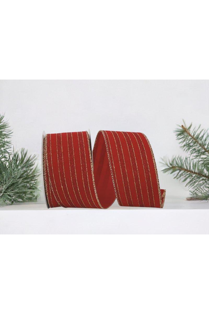 Shop For 2.5" Glitter Stripe Velvet Ribbon: Red/Gold (10 Yards)