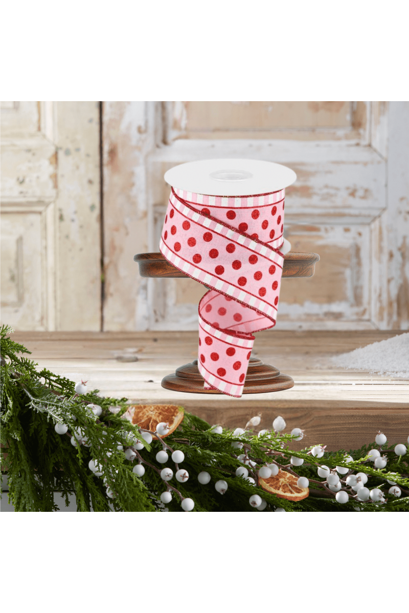 Shop For 2.5" Glitter Stripes Polka Dot Ribbon: Red & Pink (10 Yards)