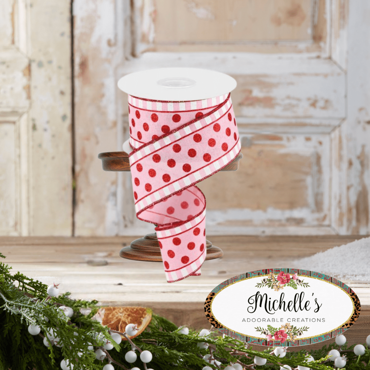 Shop For 2.5" Glitter Stripes Polka Dot Ribbon: Red & Pink (10 Yards)