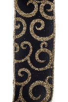 Shop For 2.5" Glitter Swirl Ribbon: Black/Gold (10 Yards)