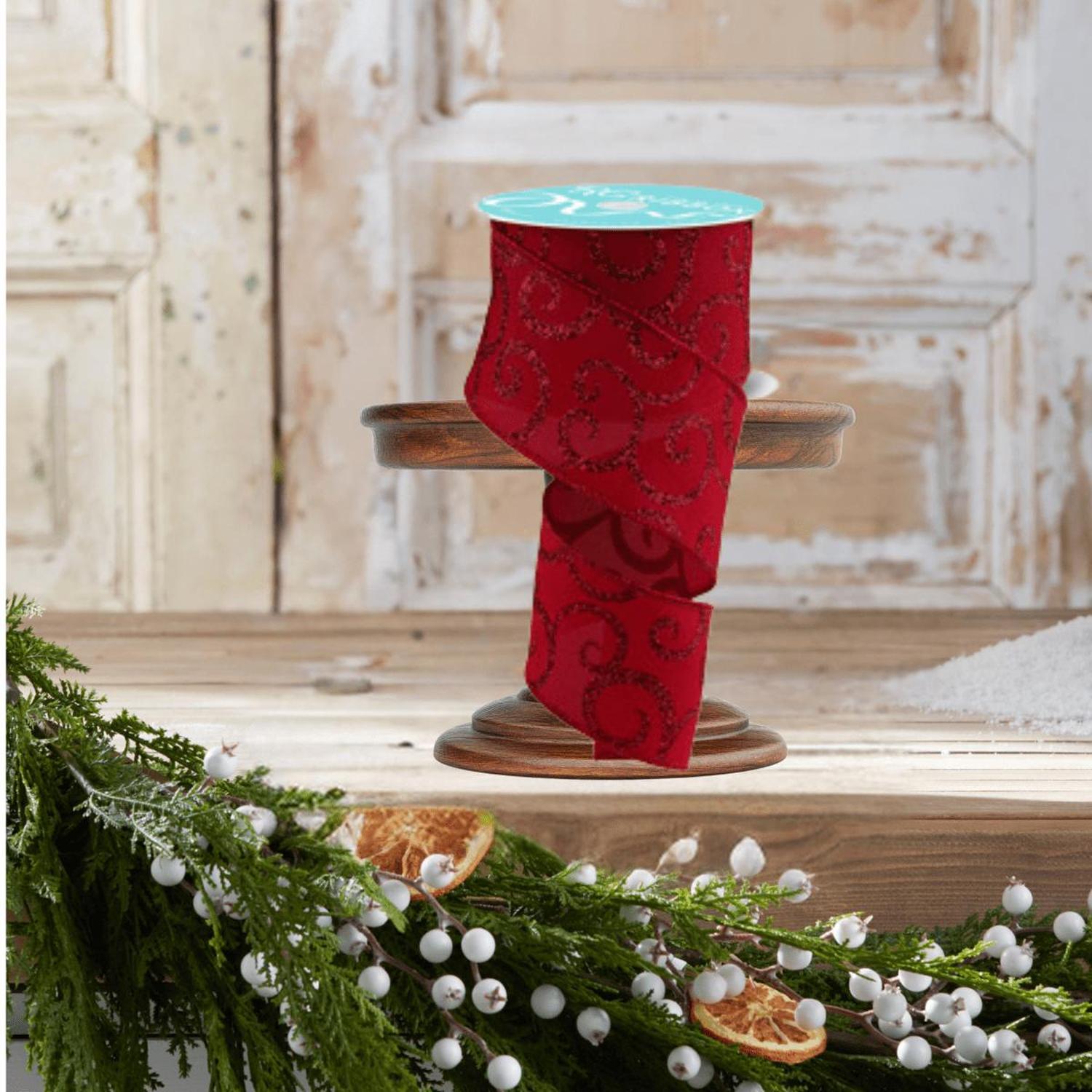 Shop For 2.5" Glitter Swirl Ribbon: Red (10 Yards)