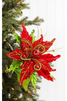 Shop For 25” Glitter Velvet Curly Jingle Bell Poinsettia Stem