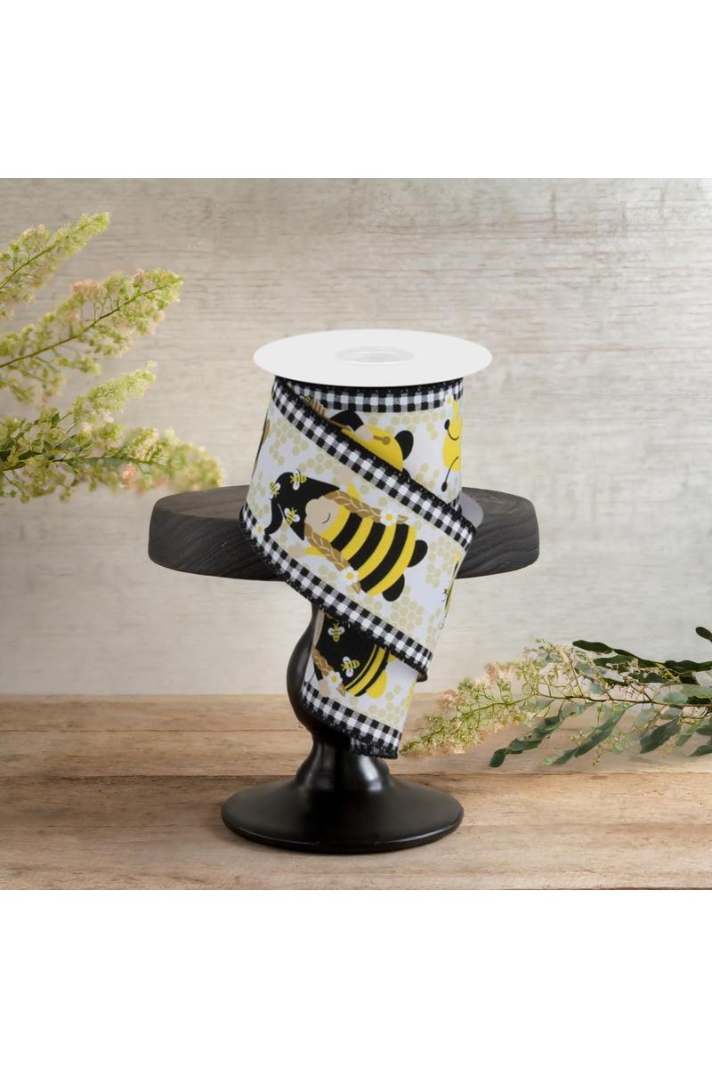 Shop For 2.5" Gnome Bumble Bee Ribbon: White (10 Yards)