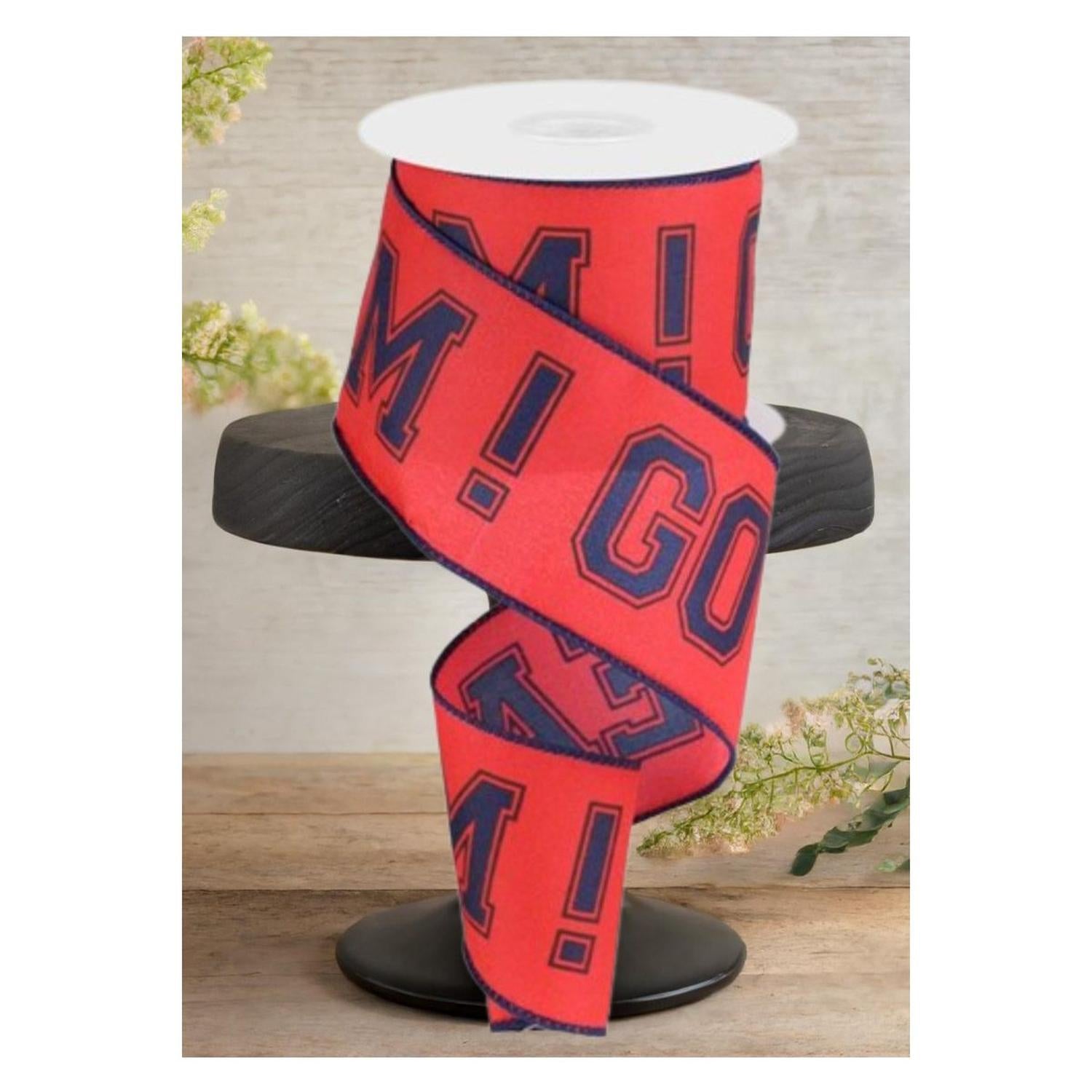 2.5" Go Team Ribbon: Red & Navy Blue (10 Yards)