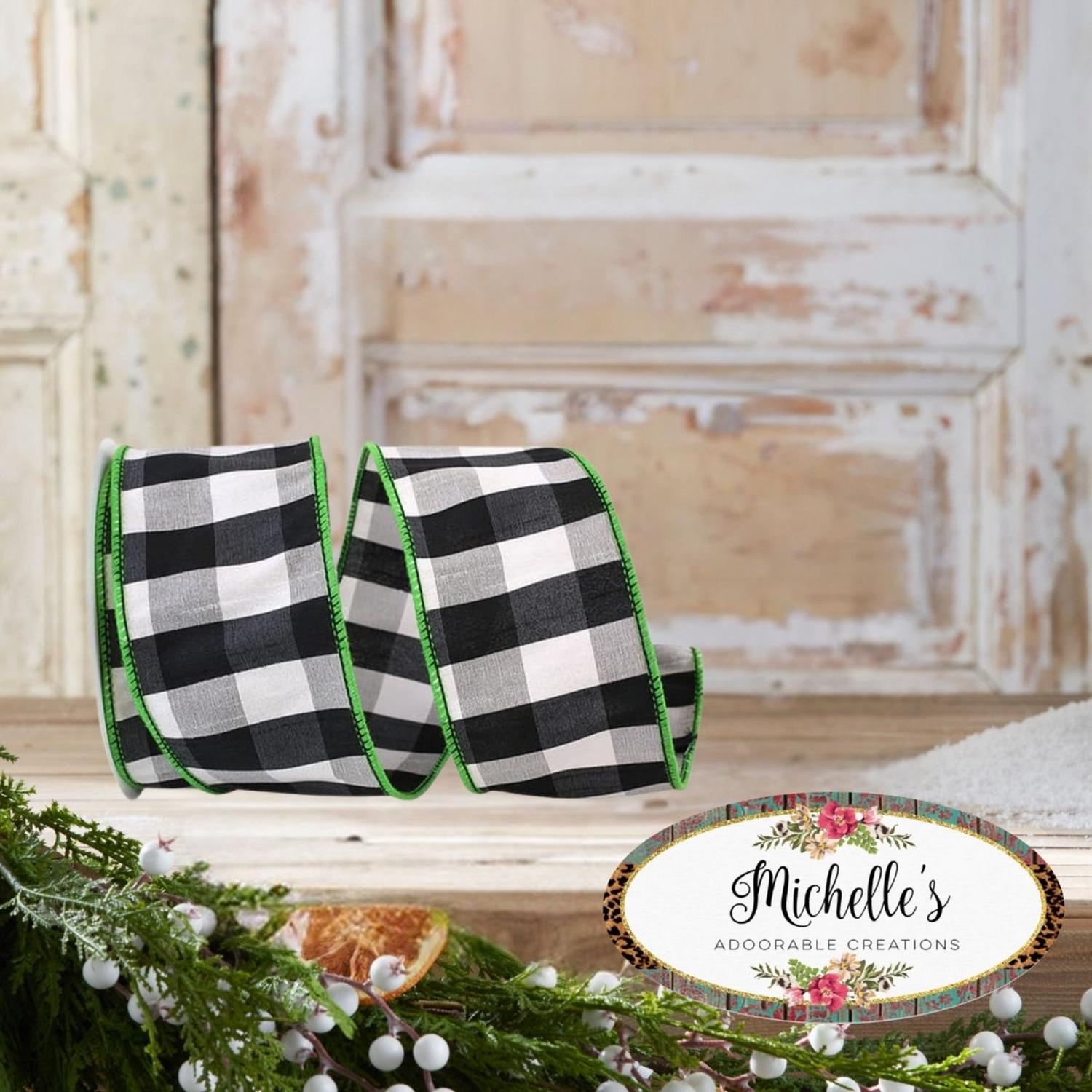 2.5" Grand Check Ribbon: Black/White (10 Yards)