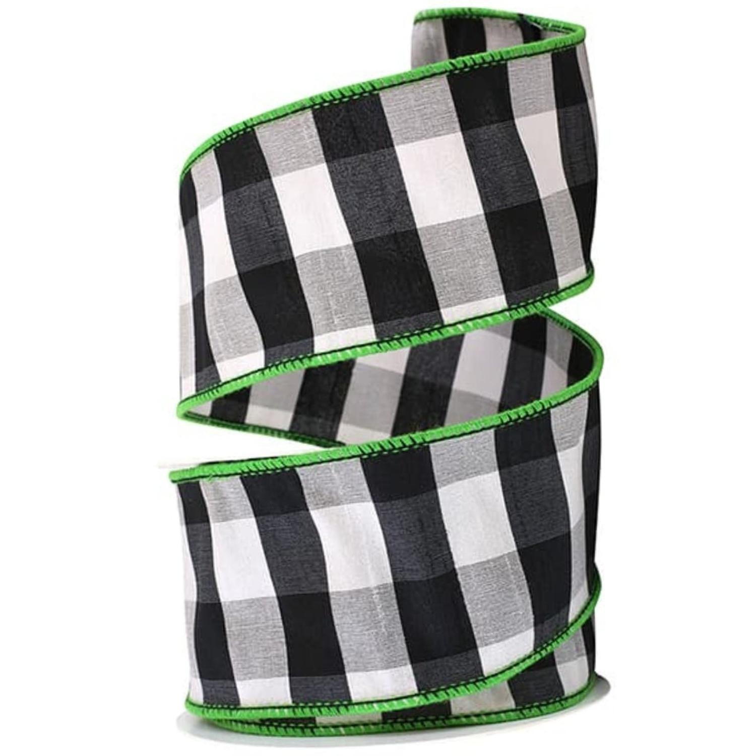 2.5" Grand Check Ribbon: Black/White (10 Yards)
