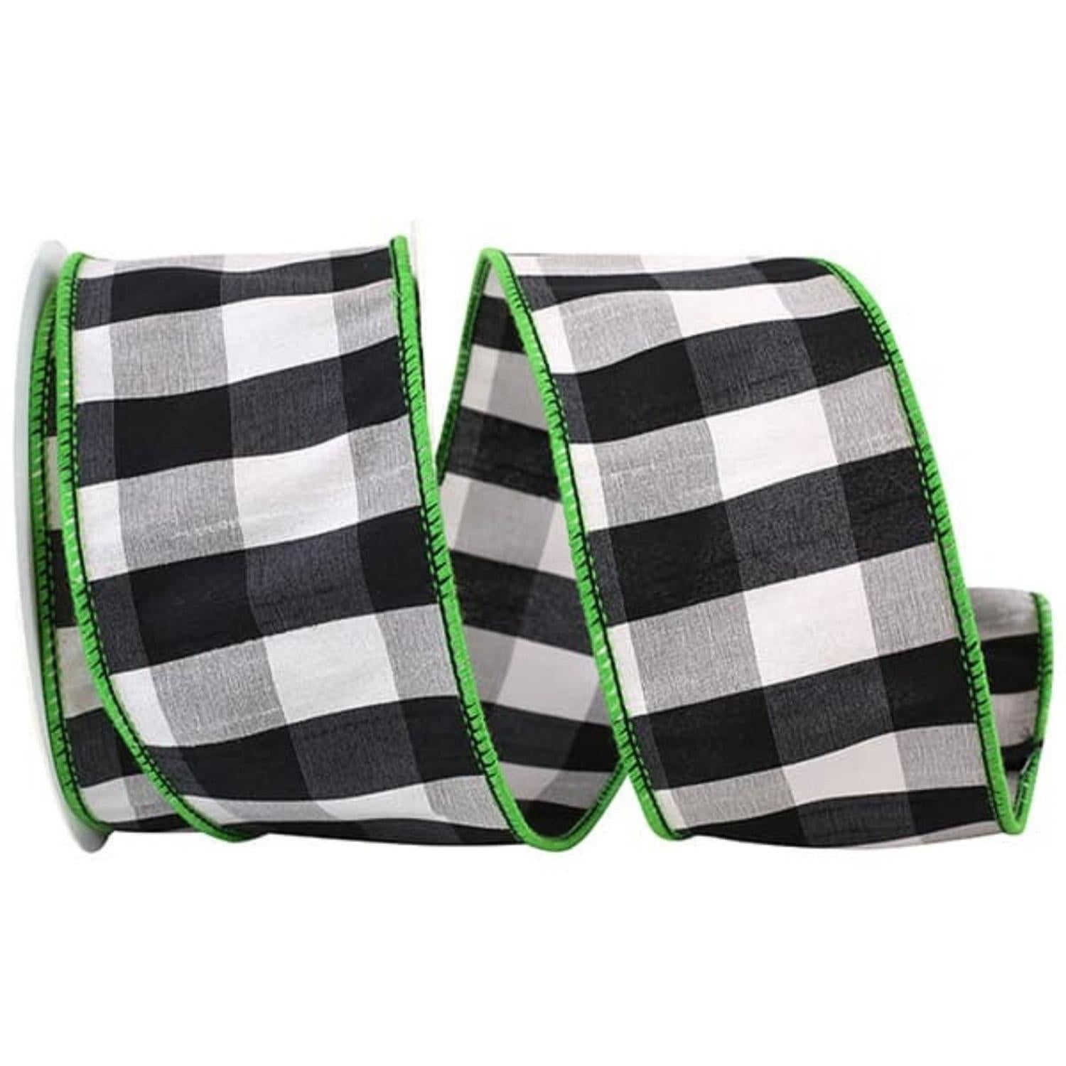 2.5" Grand Check Ribbon: Black/White (10 Yards)