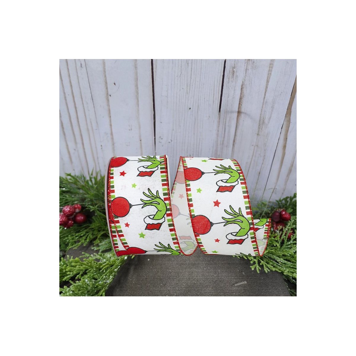 Shop For 2.5" Green Monster Hand Ornament Ribbon (10 Yards)