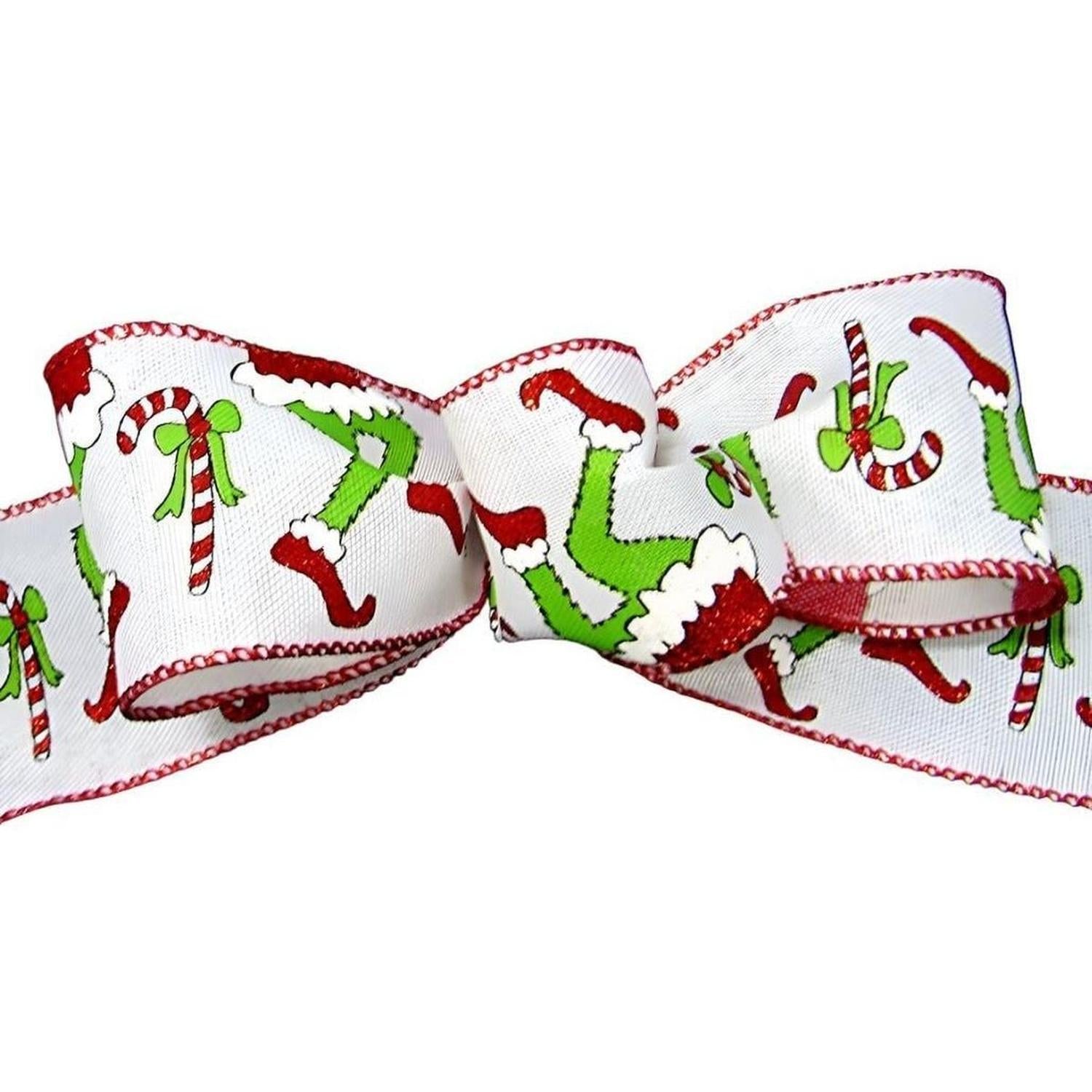 2.5" Green Monster Legs Ribbon: Red (10 Yards)
