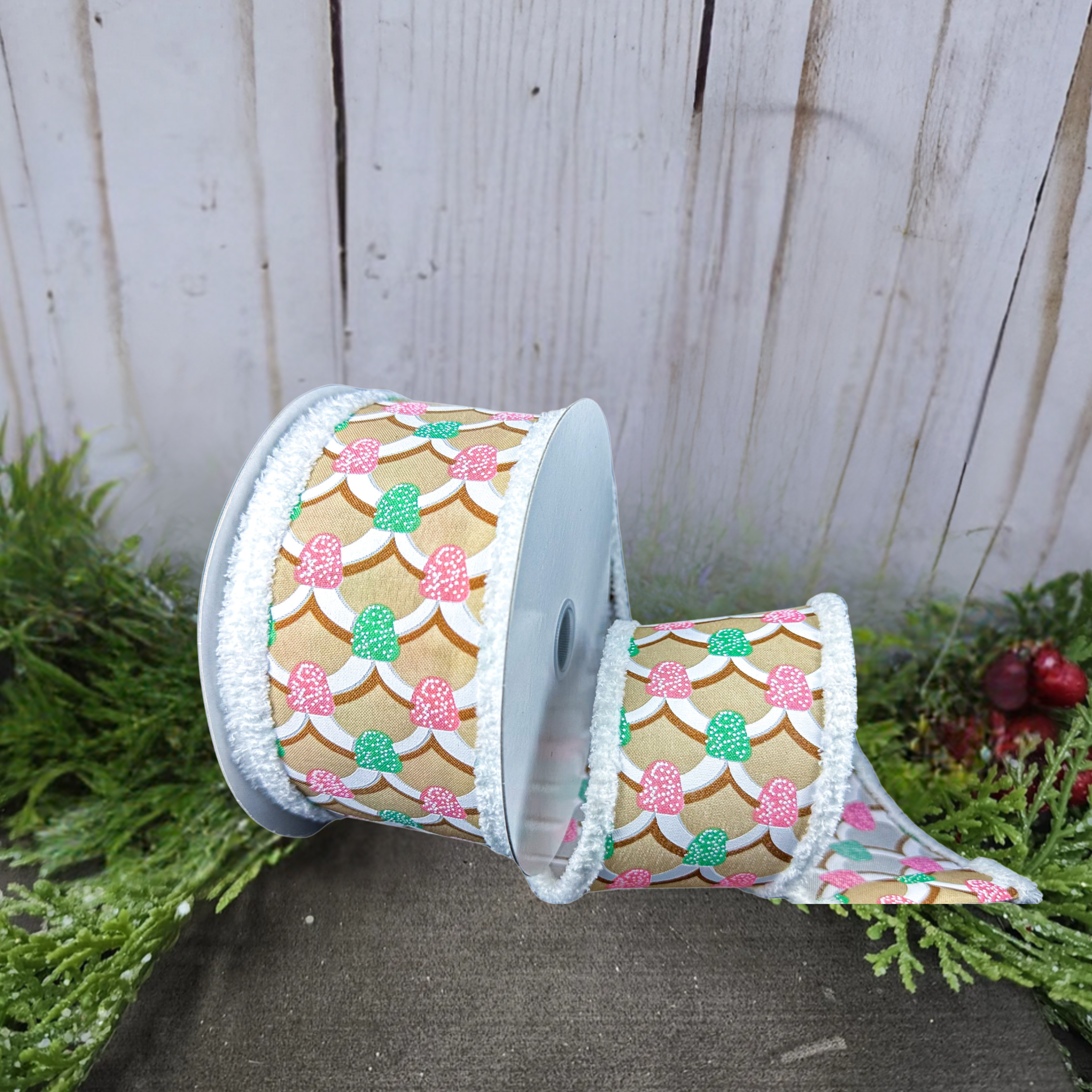 Shop For 2.5" Gumdrop Gingerbread Roof Drift Ribbon: Pastel (10 Yards)
