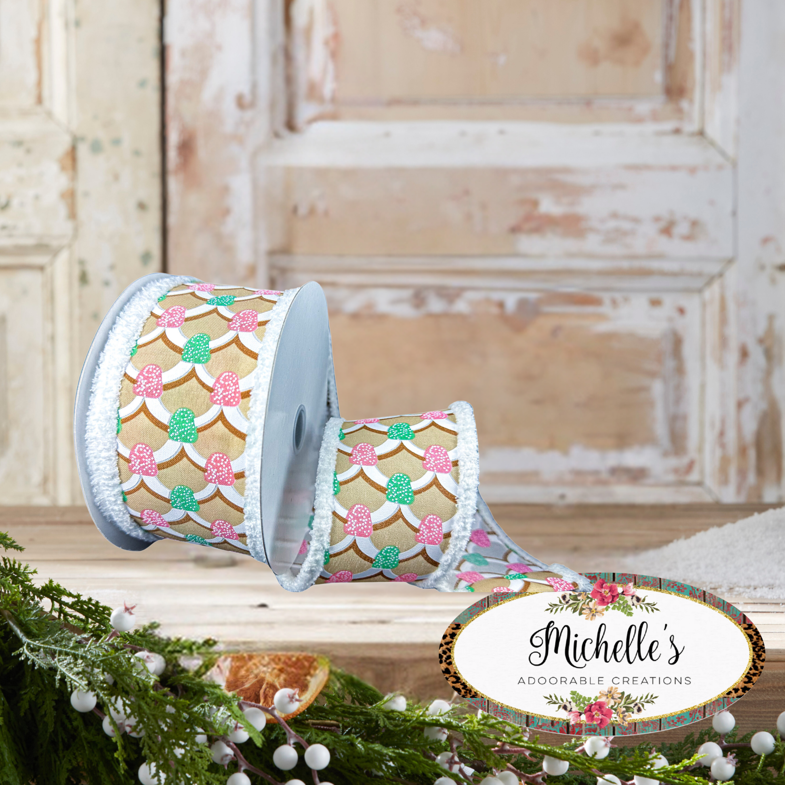 Shop For 2.5" Gumdrop Gingerbread Roof Drift Ribbon: Pastel (10 Yards)