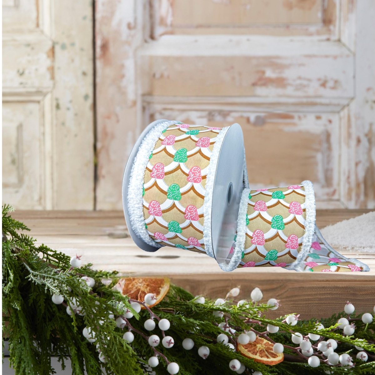 Shop For 2.5" Gumdrop Gingerbread Roof Drift Ribbon: Pastel (10 Yards)