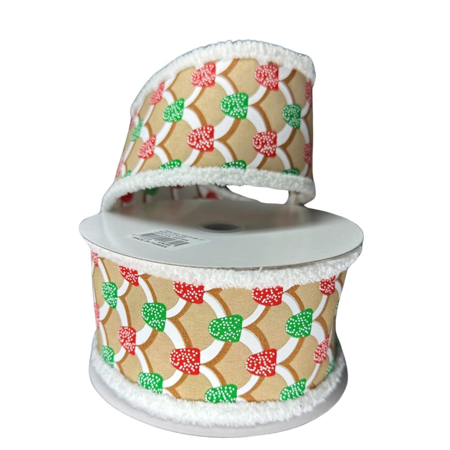 2.5" Gumdrop Gingerbread Roof Drift Ribbon: Red/Green (10 Yards)