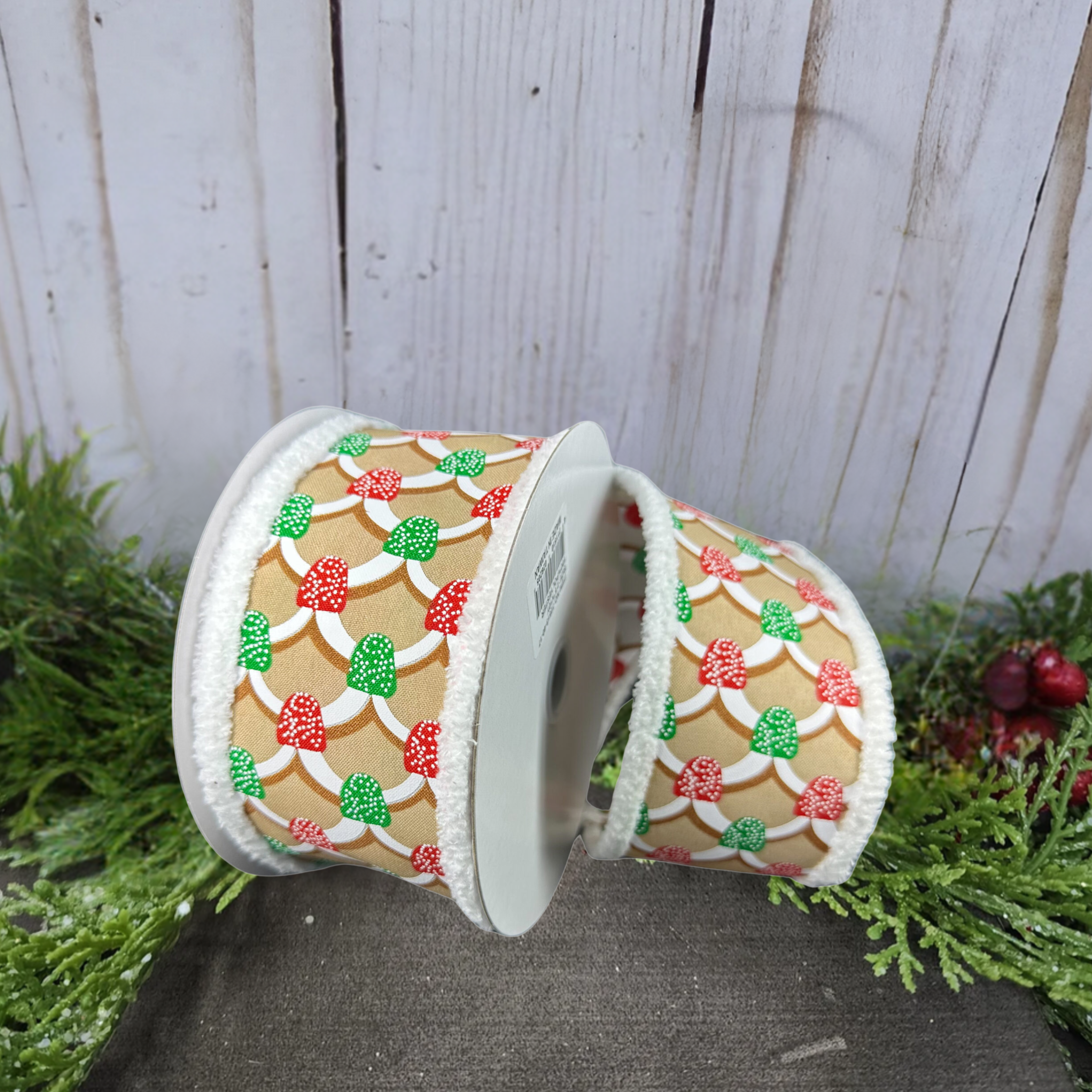 Shop For 2.5" Gumdrop Gingerbread Roof Drift Ribbon: Red/Green (10 Yards)