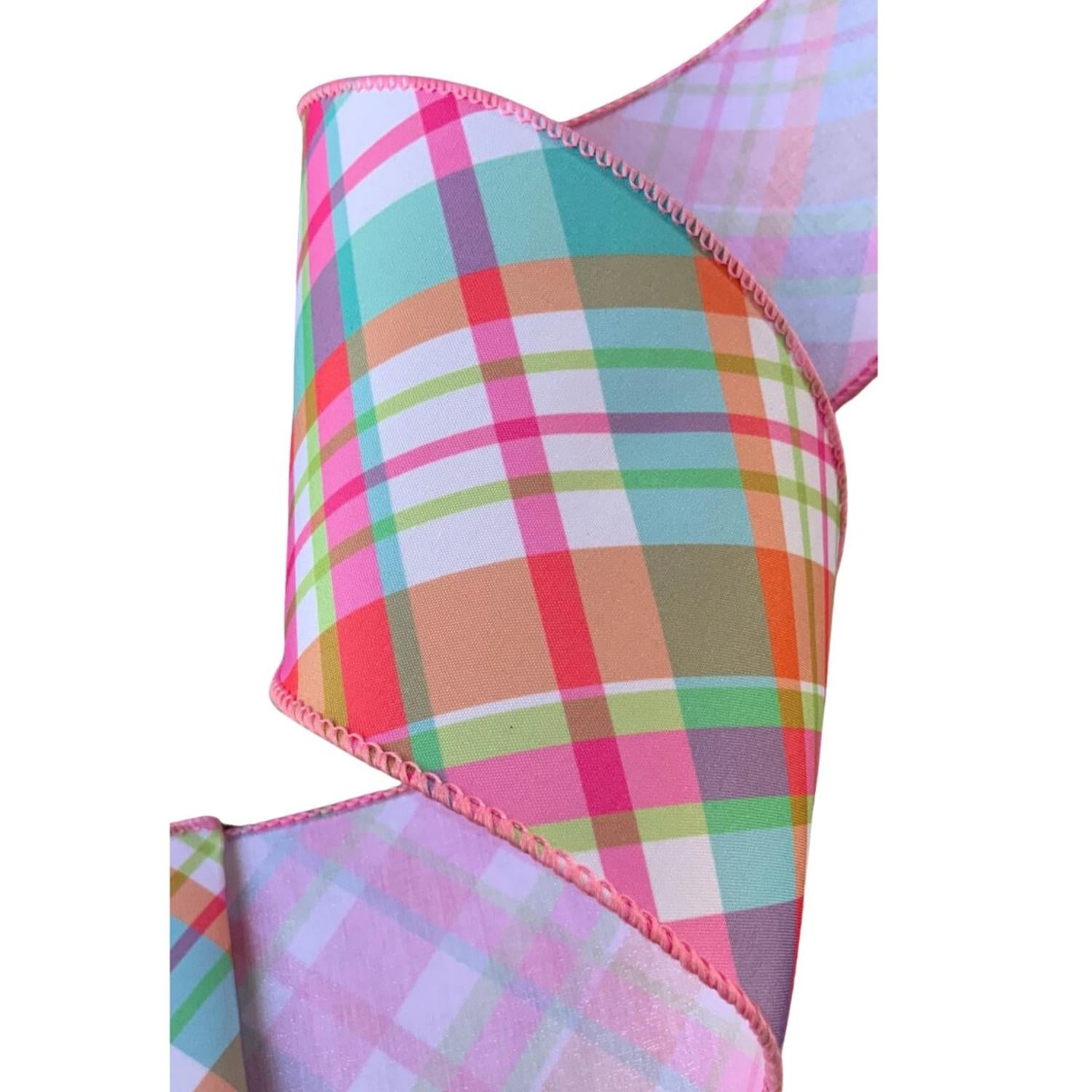 2.5" Gumdrop Plaid Ribbon: Multi (10 Yards)