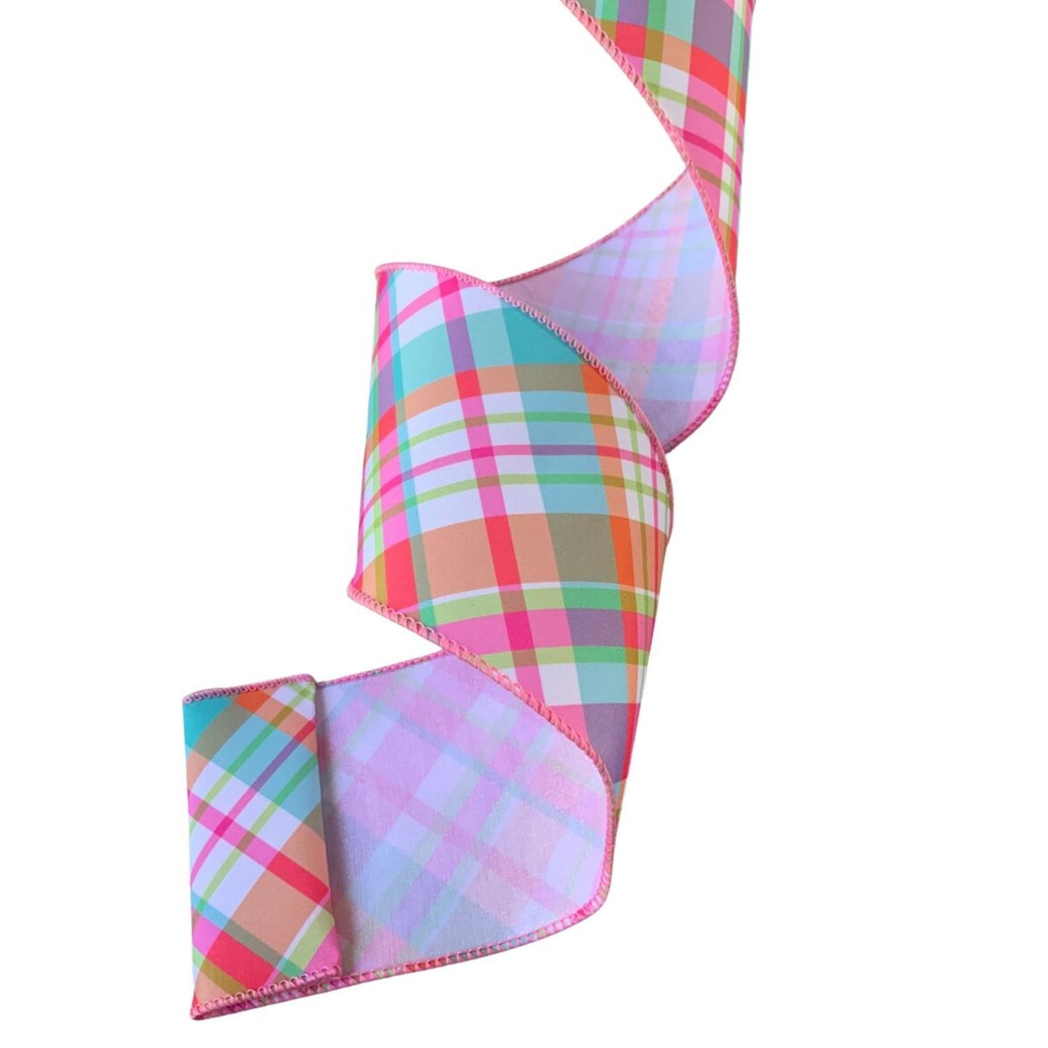 2.5" Gumdrop Plaid Ribbon: Multi (10 Yards)