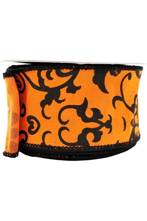 Shop For 2.5" Halloween Scroll Ribbon: Orange & Black (10 Yards)