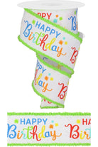 Shop For 2.5" Happy Birthday Script Ribbon: Primary Colors