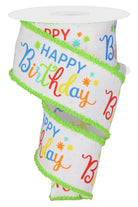 Shop For 2.5" Happy Birthday Script Ribbon: Primary Colors