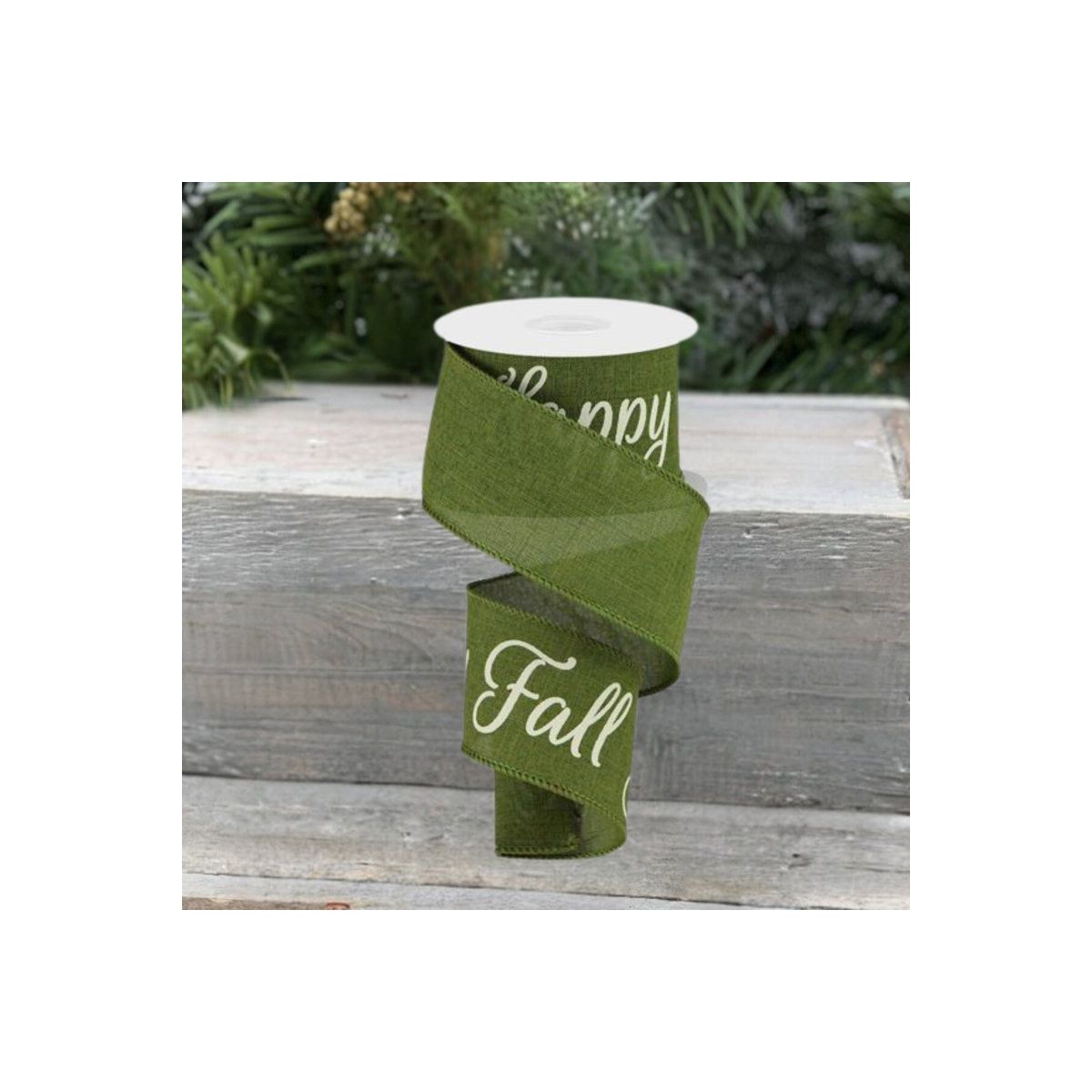 Shop For 2.5" Happy Fall Yall Ribbon: Moss Green (10 Yards)
