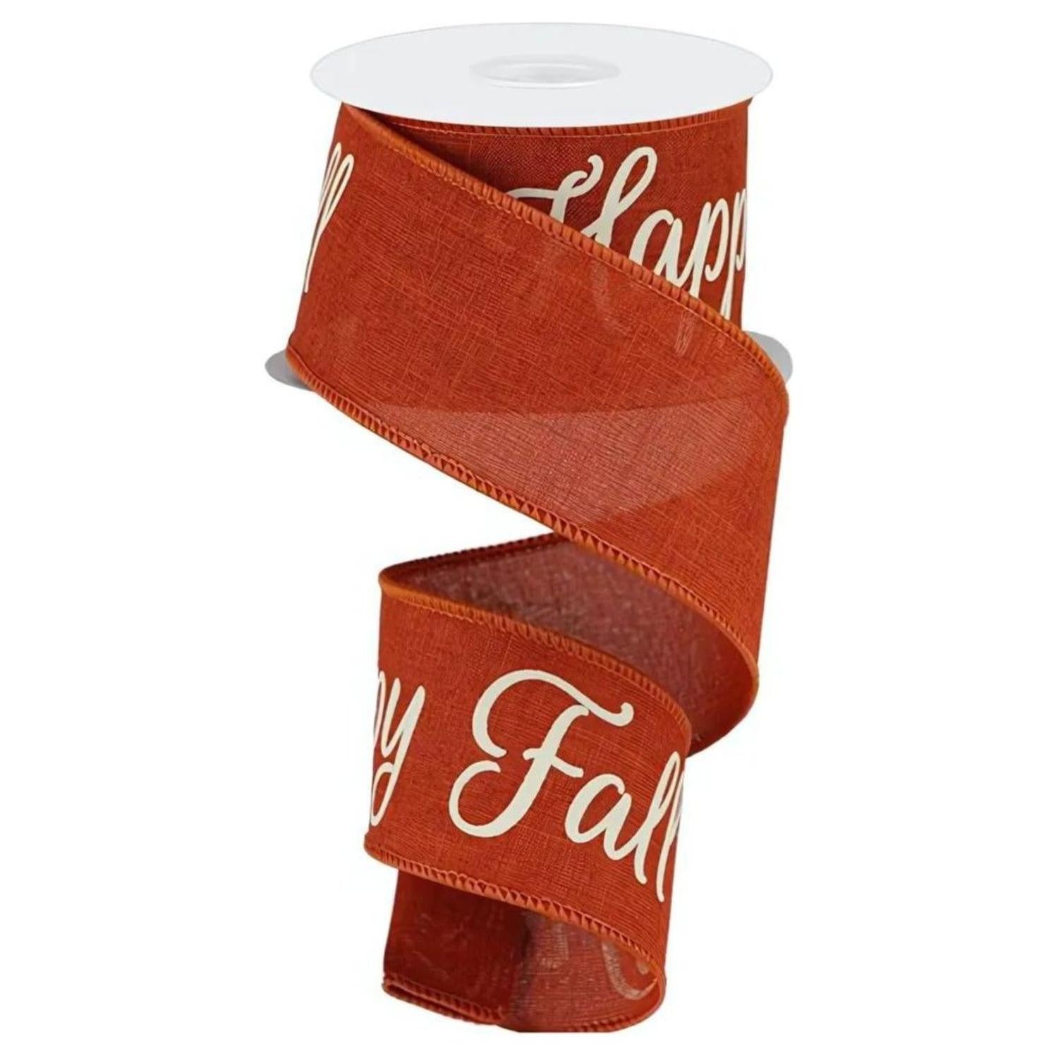 2.5" Happy Fall Yall Ribbon: Rust (10 Yards)