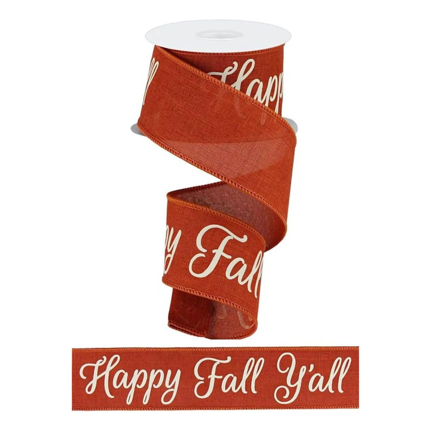 2.5" Happy Fall Yall Ribbon: Rust (10 Yards)