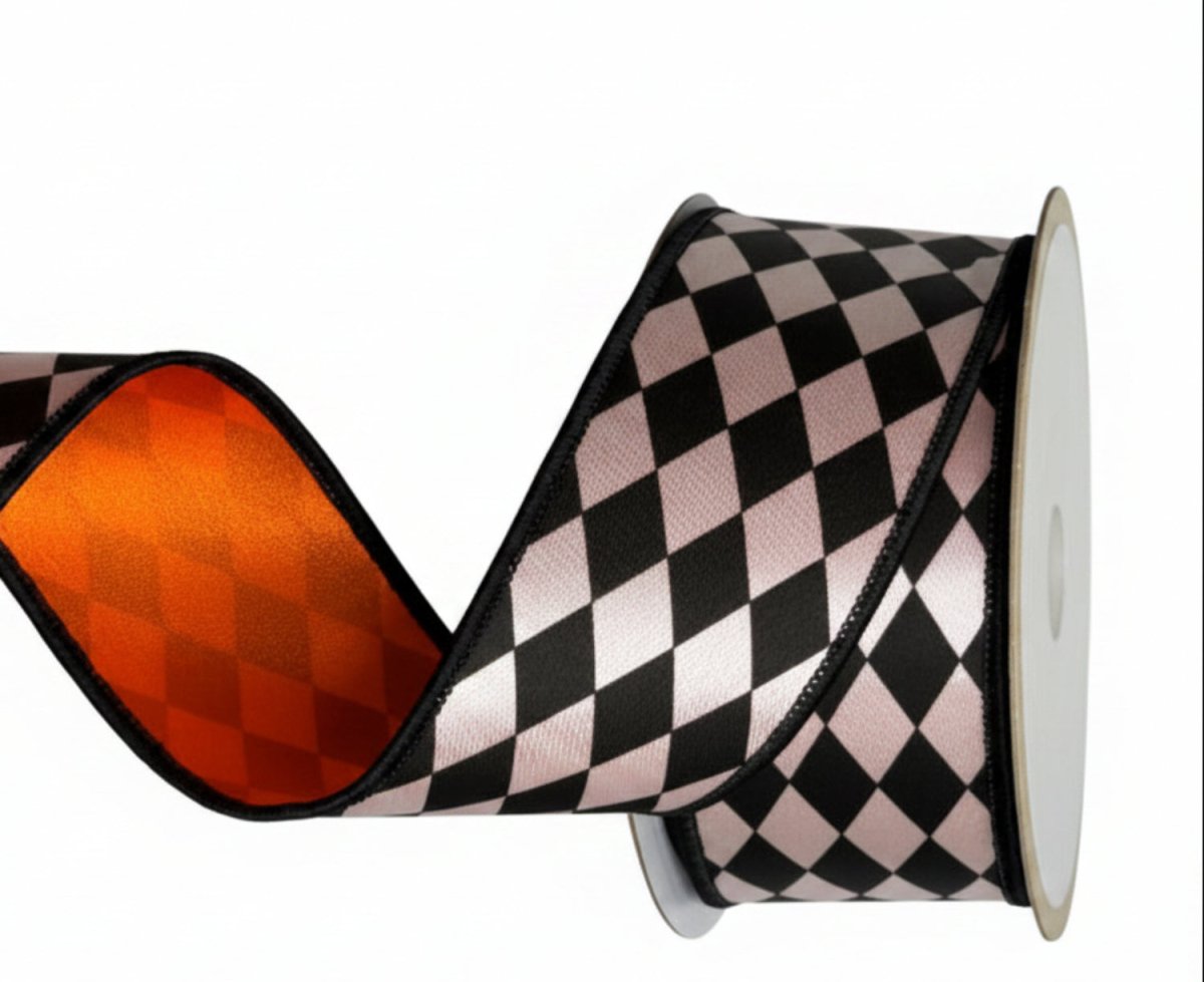 Shop For 2.5" Harlequin Fused Back Ribbon: Orange (10 Yards)