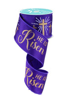 Shop For 2.5" He Is Risen Ribbon: Purple/Gold (10 Yards)