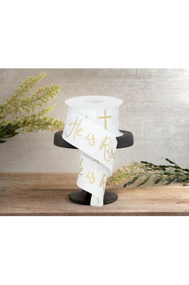 Shop For 2.5" He Is Risen Ribbon: White (10 Yards) at Michelle's aDOORable Creations