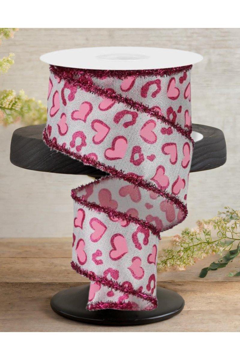 Shop For 2.5" Heart Leopard Tinsel Edge Ribbon: White (10 Yards)