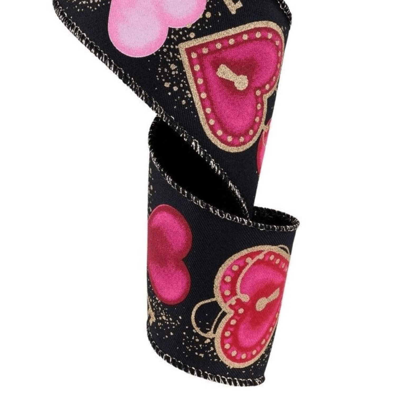 Shop For 2.5" Heart Locks Ribbon: Black (10 Yards)