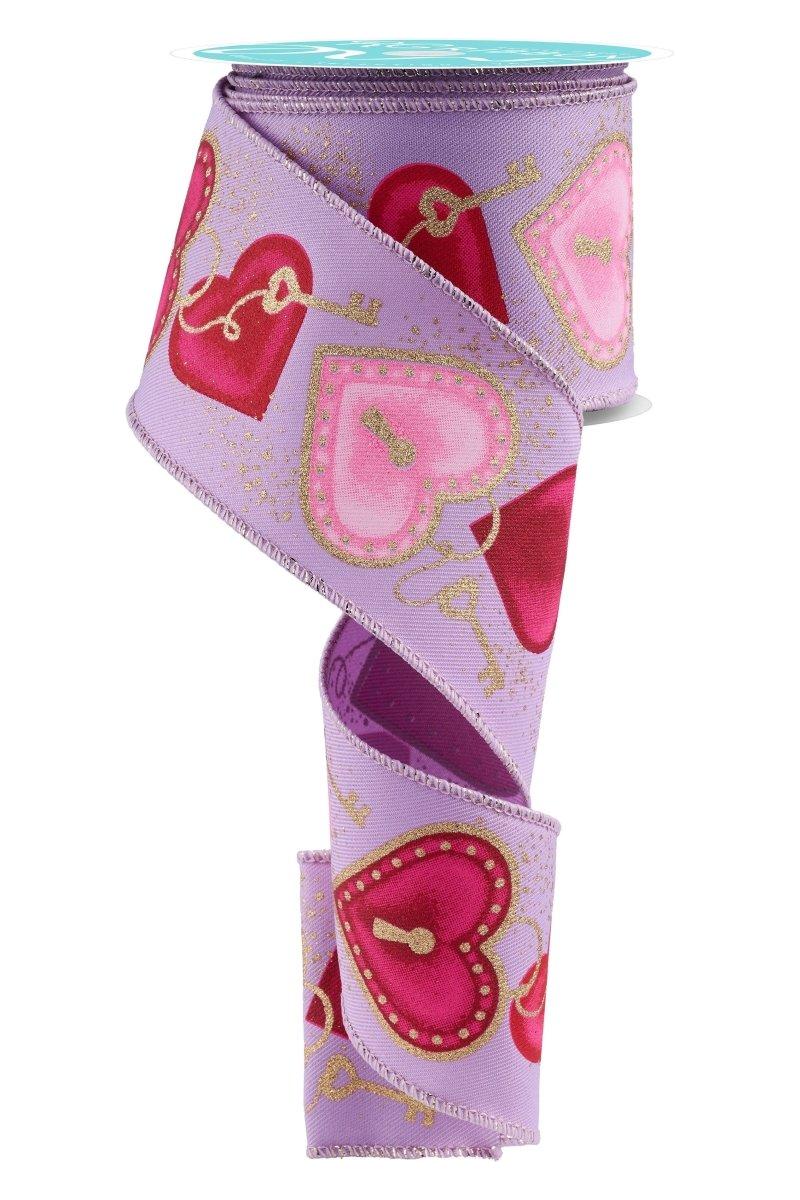 Shop For 2.5" Heart Locks Ribbon: Lavender (10 Yards)