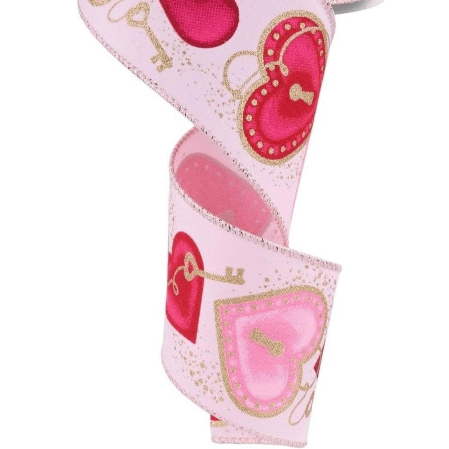 Shop For 2.5" Heart Locks Ribbon: Pale Pink (10 Yards)