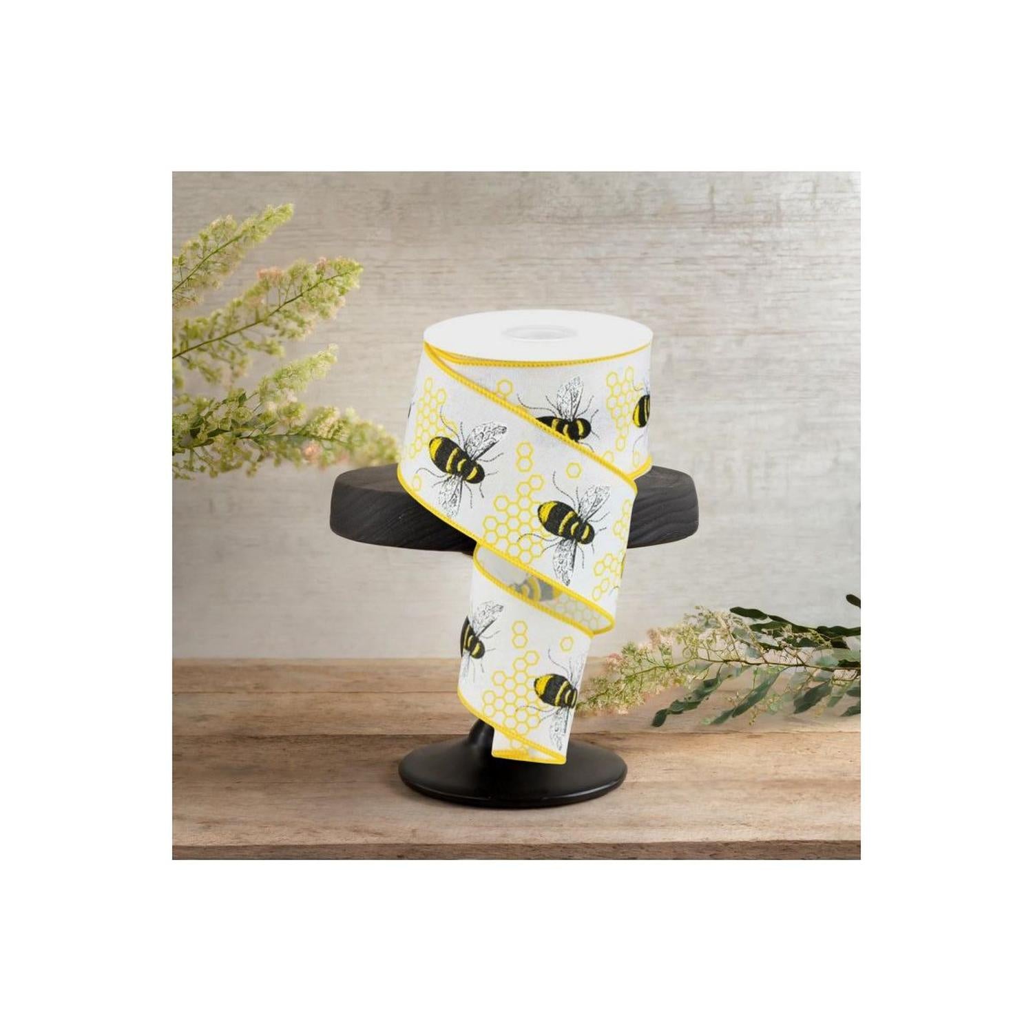 2.5" Honey Bee Royal Ribbon: White (10 Yards)