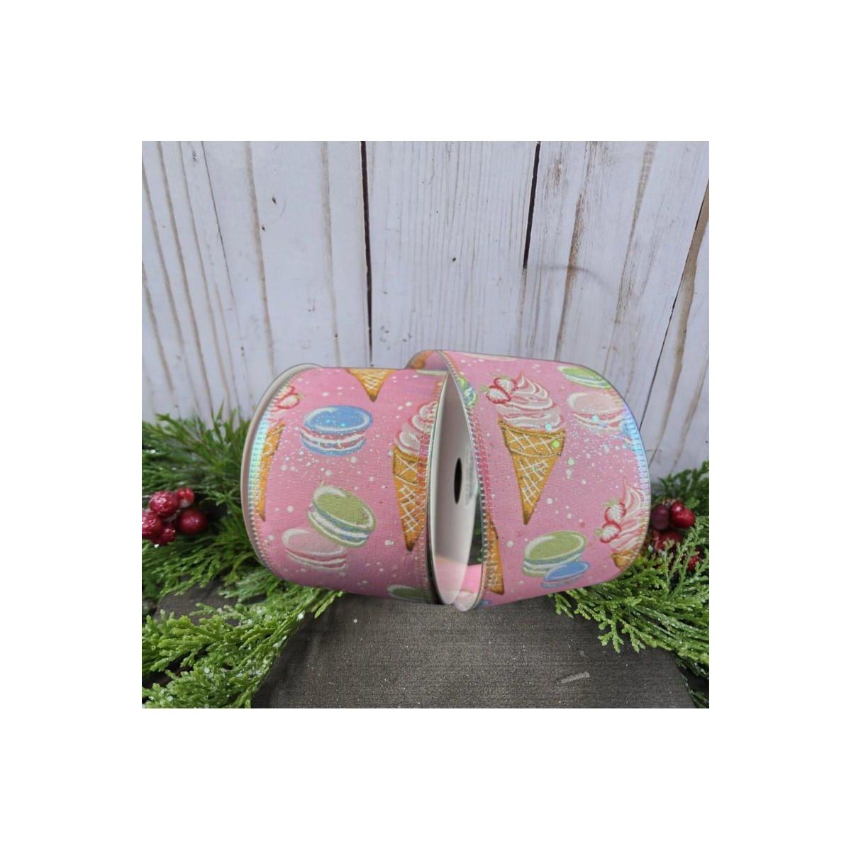 Shop For 2.5" Ice Cream Macarons Ribbon: Pink (10 Yards)