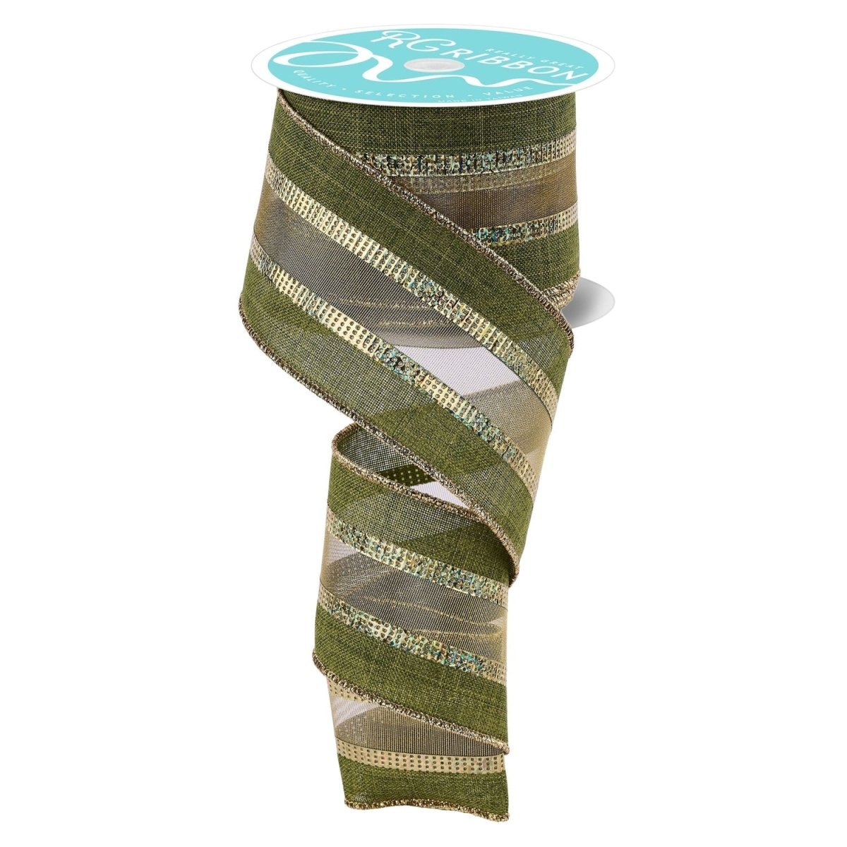 Shop For 2.5 inch Royal Burlap Mesh Ribbon: Moss Green/Gold (10 Yards)