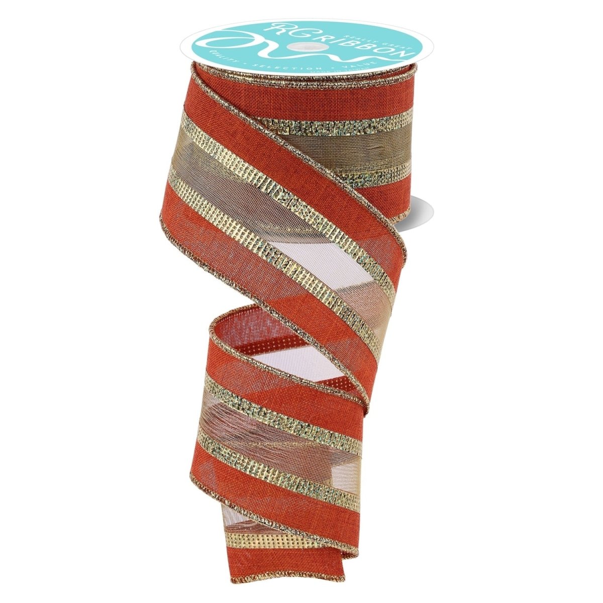 Shop For 2.5 inch Royal Burlap Mesh Ribbon: Rust/Gold (10 Yards)