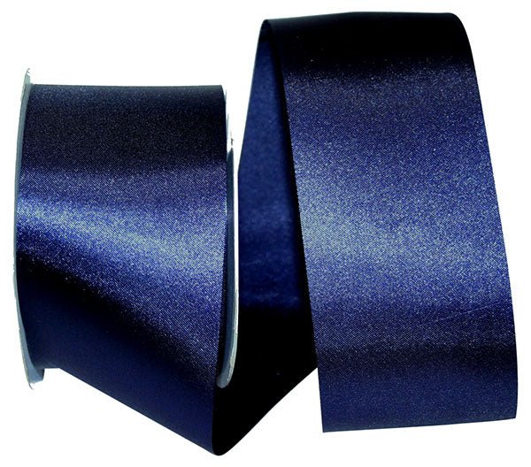 Shop For 2.5 inch Satin Non - Wired Ribbon: Navy (50 Yards)
