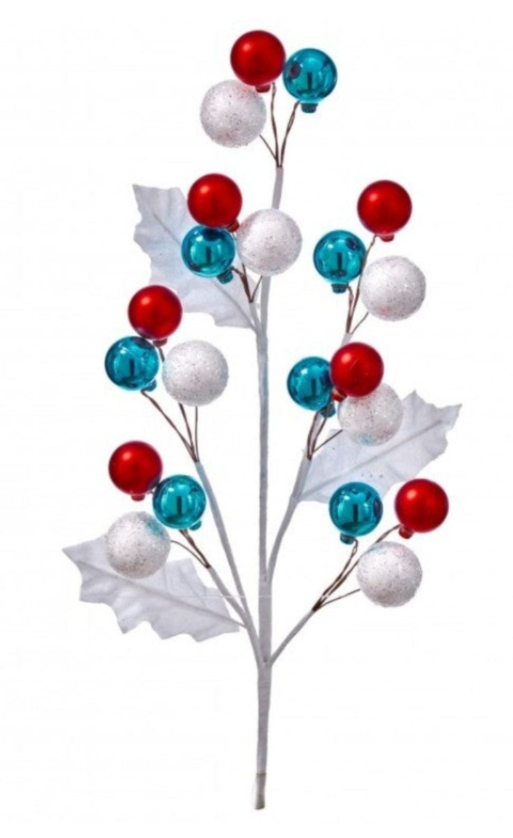 Shop For 25 inch White Glitter Ball Spray: Red/Ice Blue
