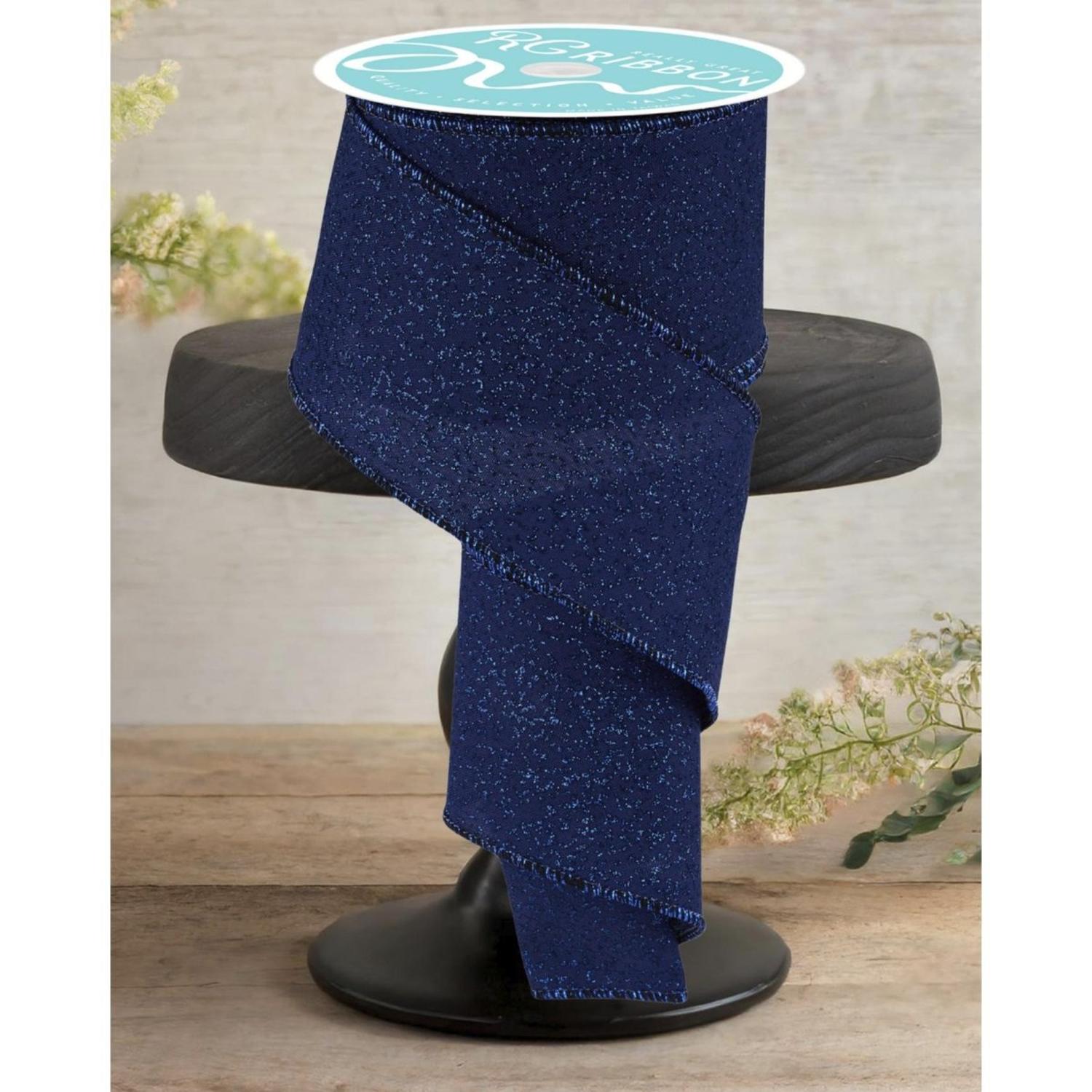 Shop For 2.5" Irregular Spotted Glitter Ribbon: Navy Blue (10 Yards)