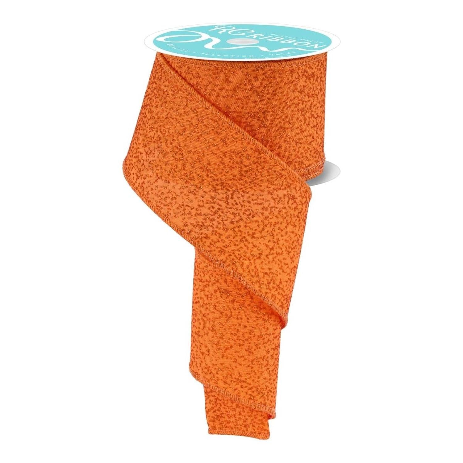 2.5" Irregular Spotted Glitter Ribbon: Orange (10 Yards)