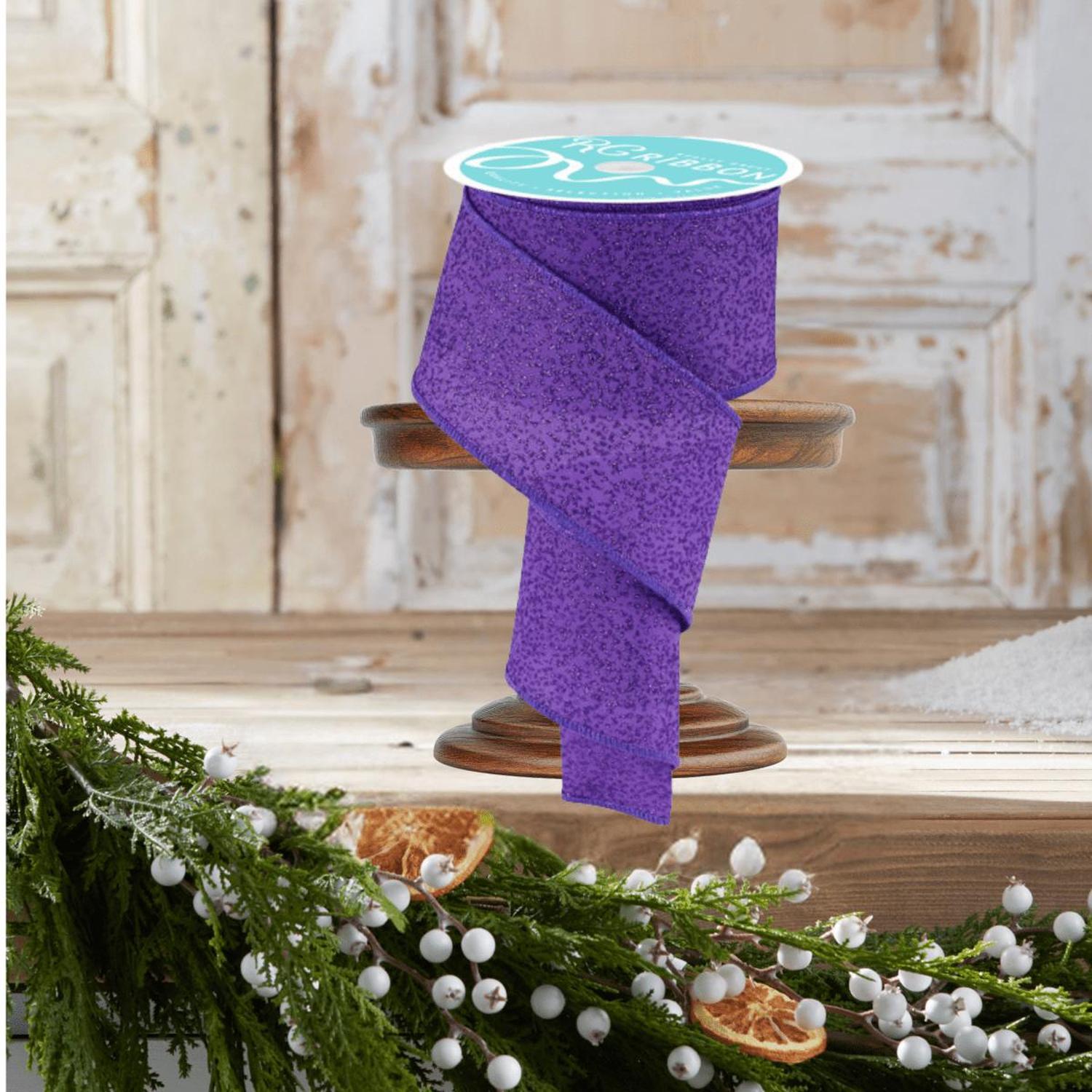2.5" Irregular Spotted Glitter Ribbon: Purple (10 Yards)