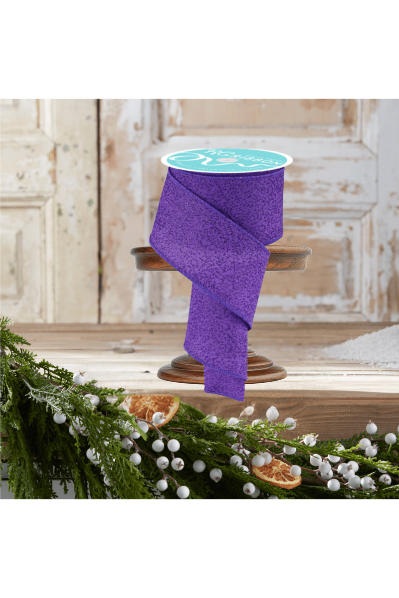 Shop For 2.5" Irregular Spotted Glitter Ribbon: Purple (10 Yards)