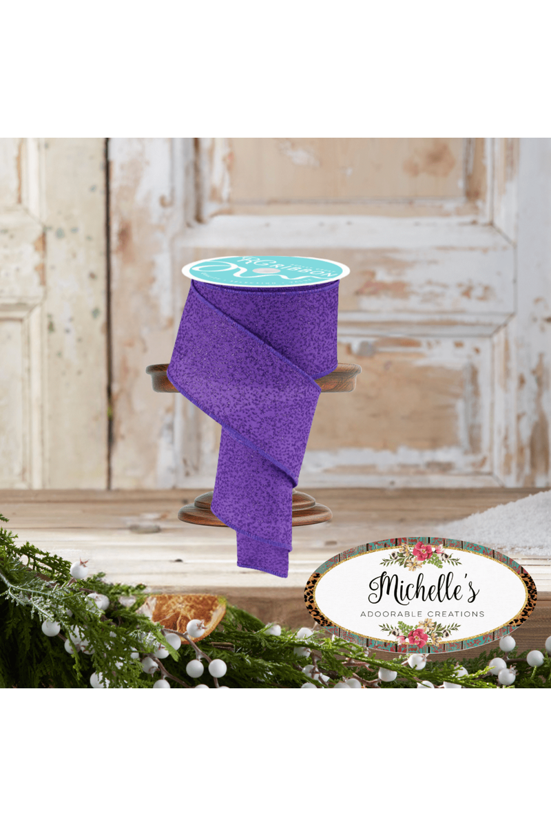 Shop For 2.5" Irregular Spotted Glitter Ribbon: Purple (10 Yards)