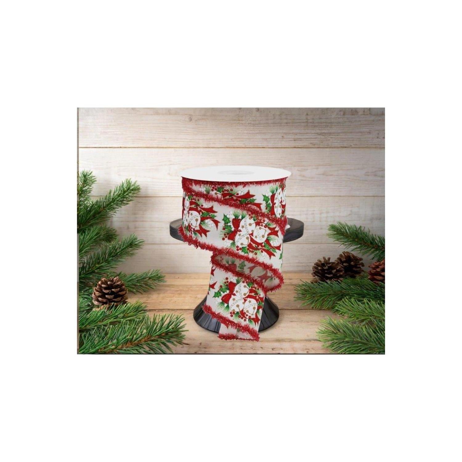 Shop For 2.5" Jingle Bell Holly Drift Ribbon: Ivory (10 Yards)