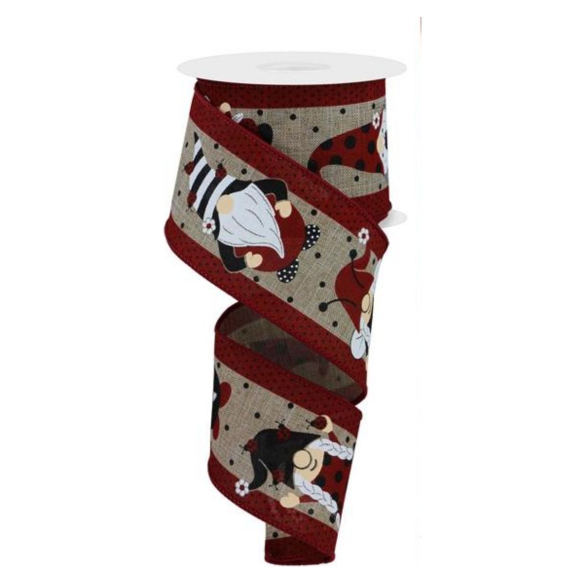 Shop For 2.5" Ladybug Gnome Ribbon: Light Beige (10 Yards)